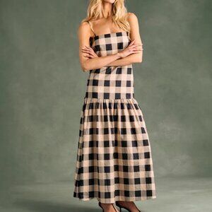 NWT SER.O.YA Maxi Linen plaid pattern dress small aydan